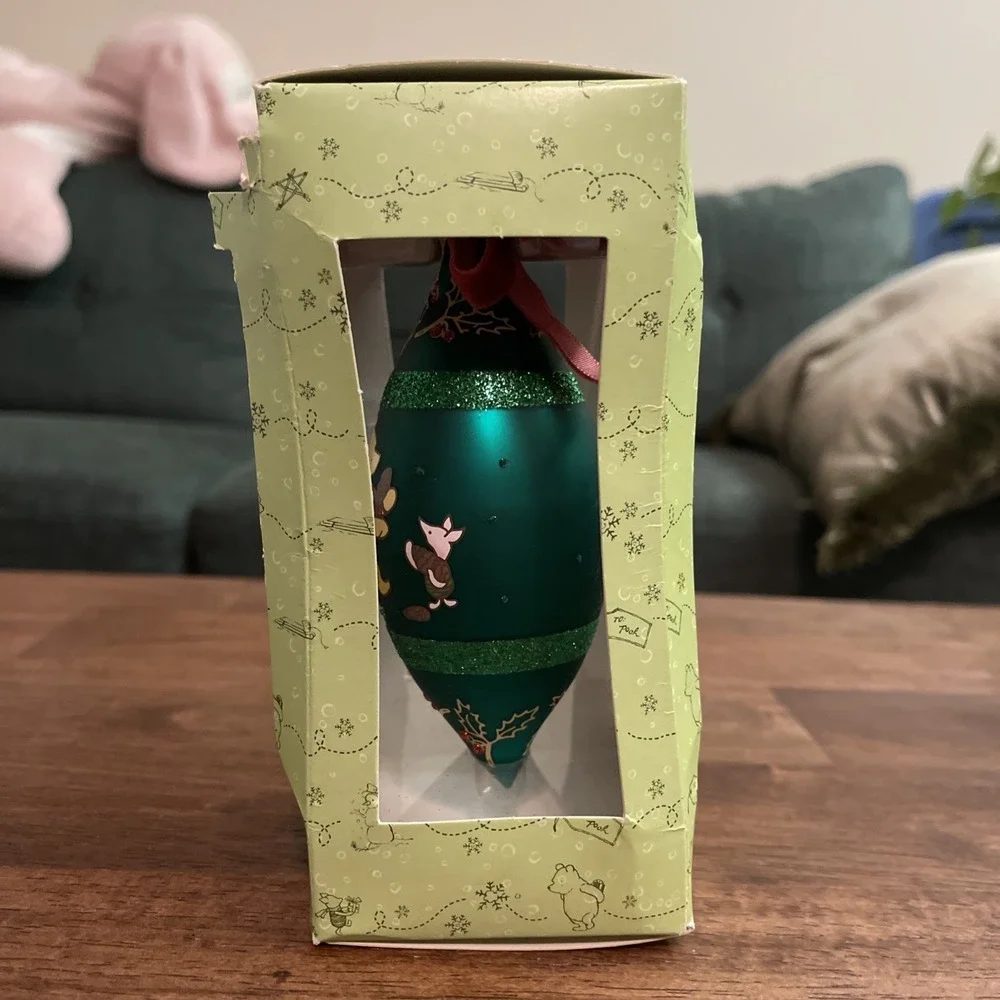 Disney Classic Pooh Blown Glass Ornament 100 Acre Piglet Baby's First Christmas